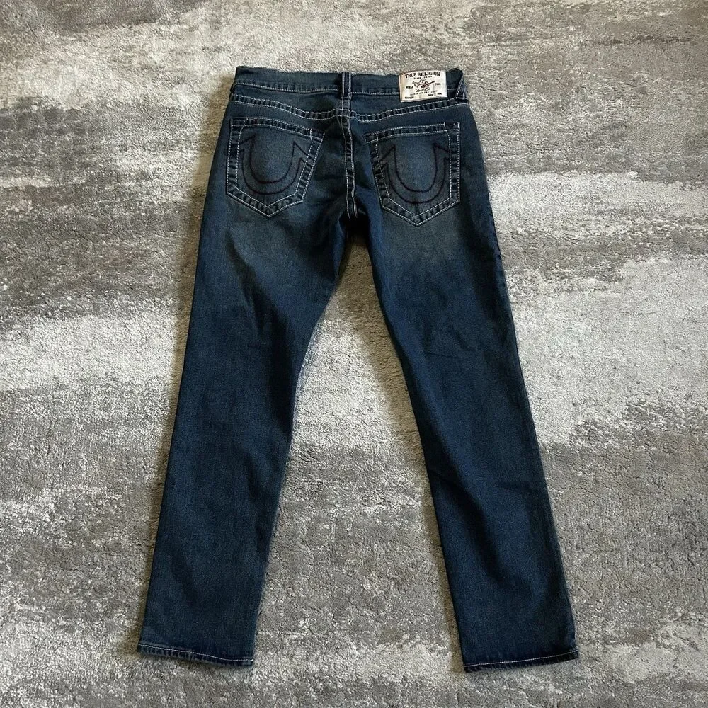 True Religion Jeans Mens 34 Blue Denim Rocco Relaxed Skinny 34x31